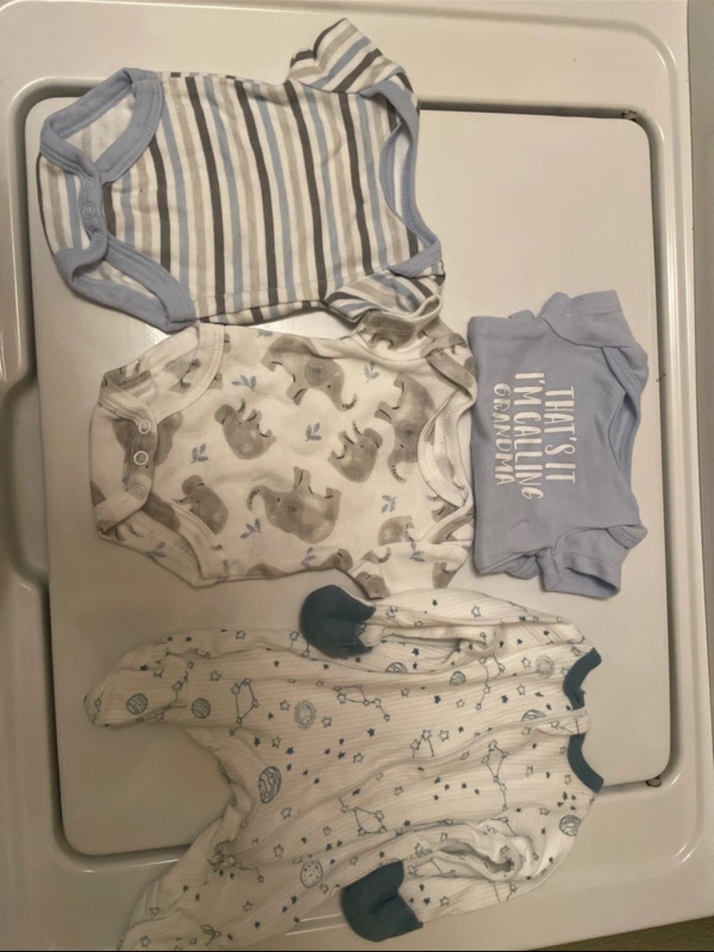 Essentials Baby Blue and White Mixed Onesie Set